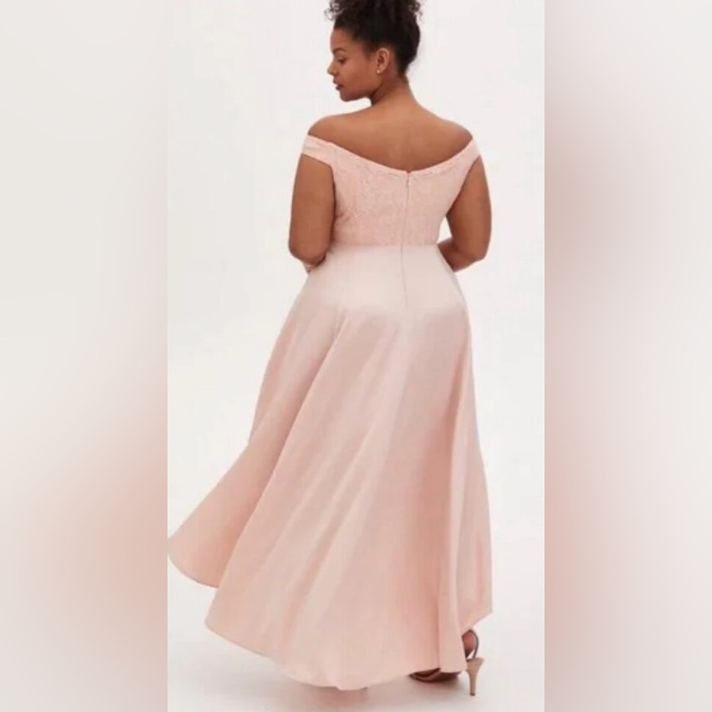 torrid Blush Pink High-Low Off-Shoulder Dress - Picture 2 of 13